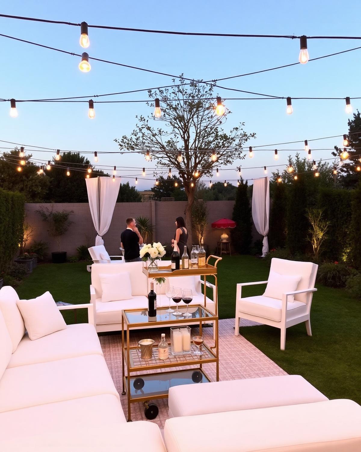 Setup lounge exterior cu lumini